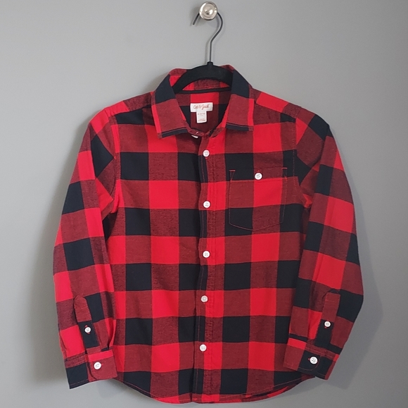 Cat & Jack Other - Cat & Jack girl's size M 8/10, long sleeve,  cotton, red & black plaid shirt